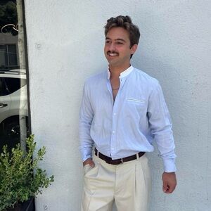 INC international concepts Blue cotton button-down shirt sz L